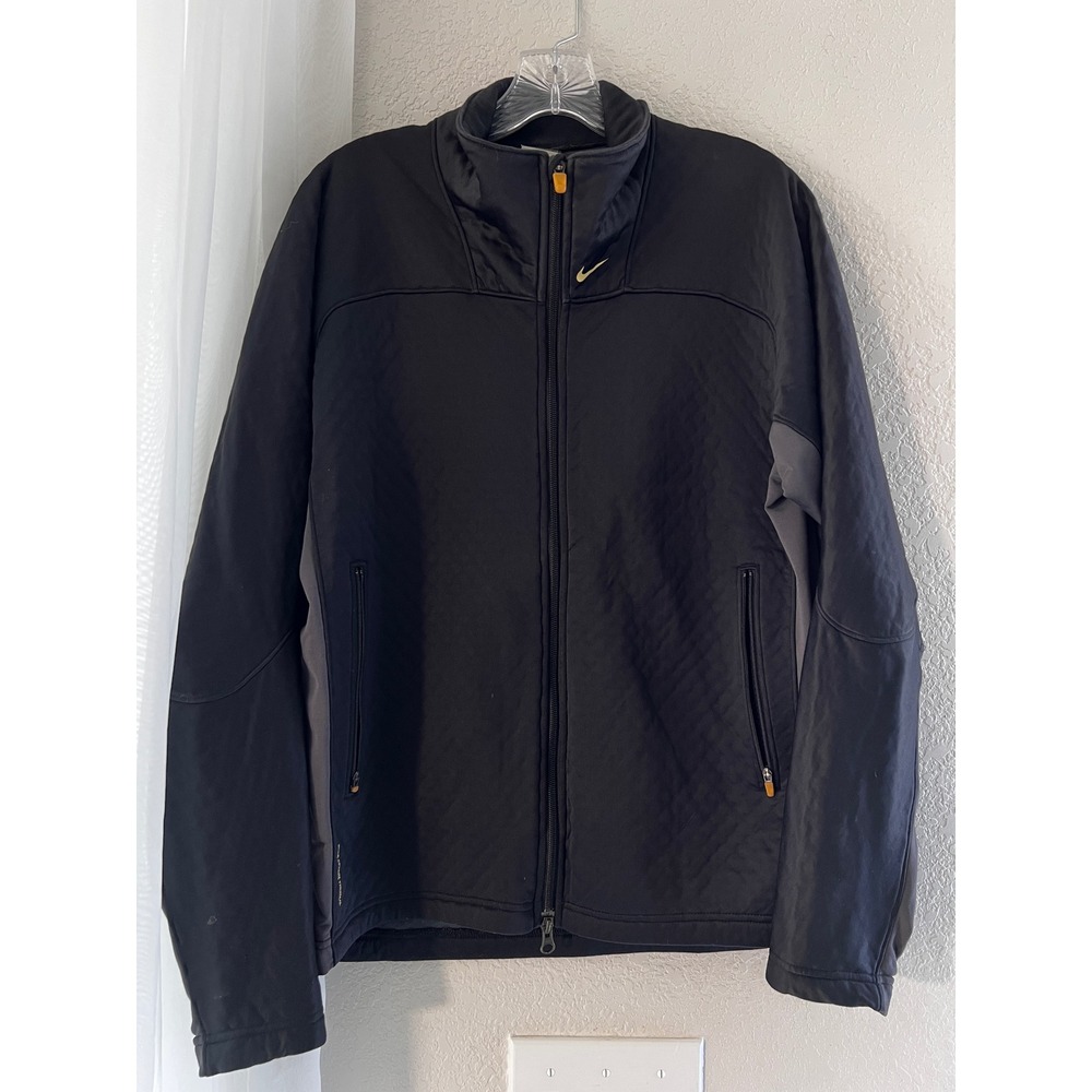 Nike Sphere Thermal Full Zip Quilted Jacket Black Gray Women Medium Mock Neck